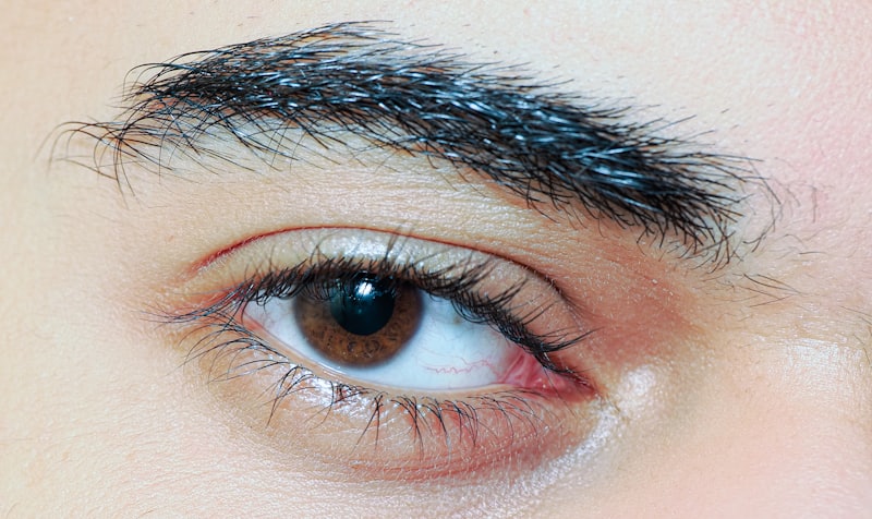 Extreme close-up of an eyebrow showing crisp individual hair strokes